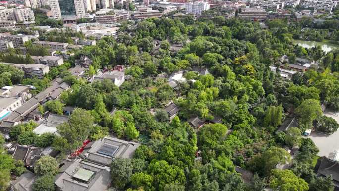 4k航拍旅拍武侯祠锦里南郊公园绿城市风景