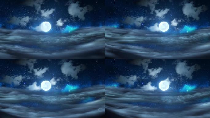 【4K】圆月夜色夜空[小月亮]-动态背景