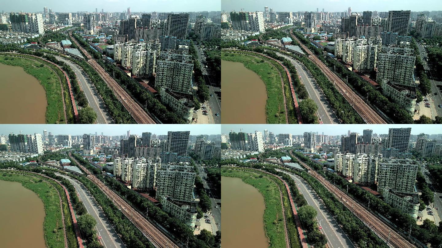 4K城市铁路线航拍空镜