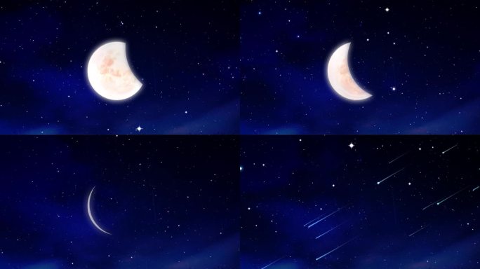 月食过程流星LED视频月亮素材