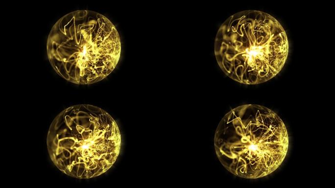金色粒子球-透明通道+循环