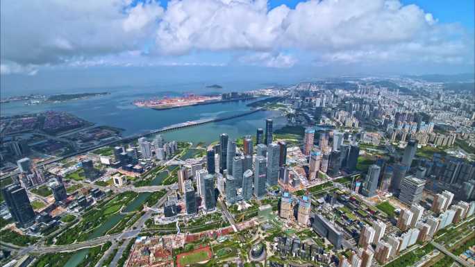 深圳航拍粤港澳大湾区深圳城市风光日落夜景