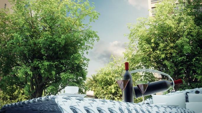 三维住宅园林小景3D房地产建筑漫游动画