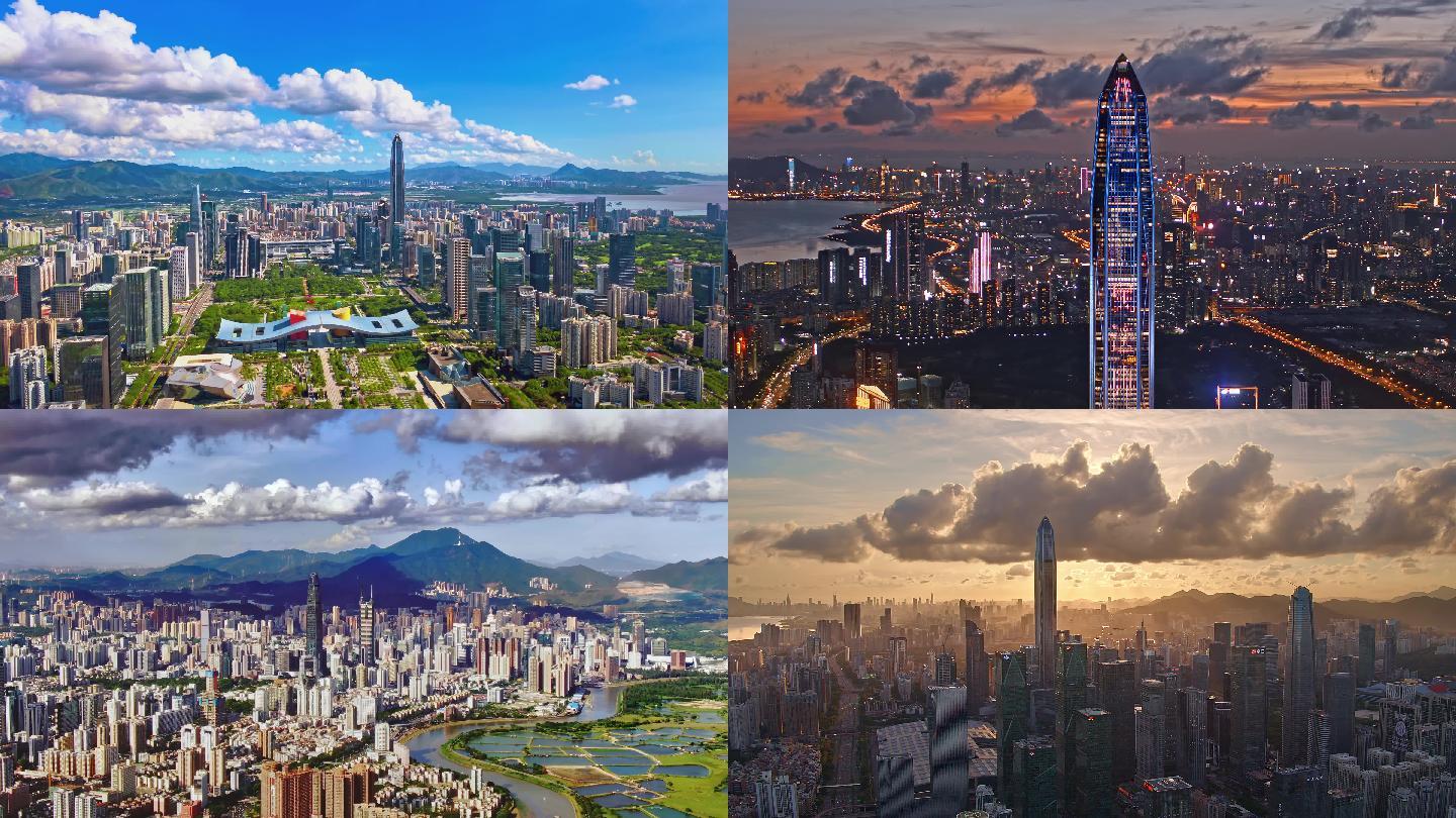 深圳航拍粤港澳大湾区深圳城市风光日落夜景_3840x2160_高清视频素材
