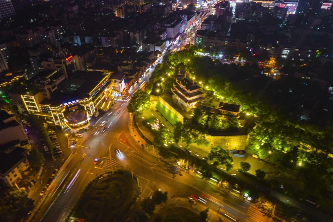 长沙天心阁夜景航拍