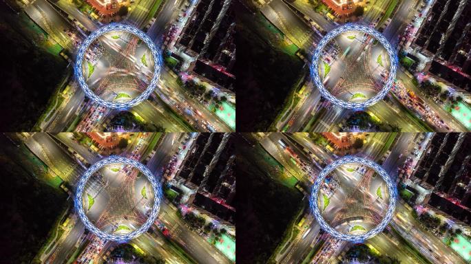 【正版4K素材】深圳龙华大和天桥航拍夜景
