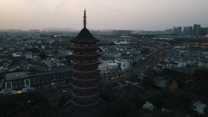 航拍北寺塔夜景