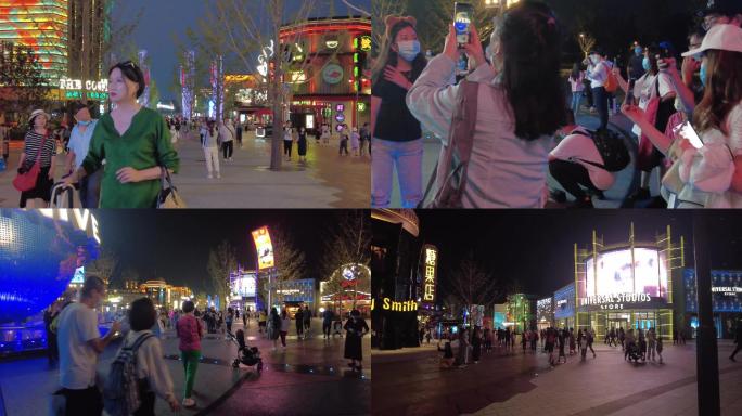 北京环球影城夜景人流延时北京旅游