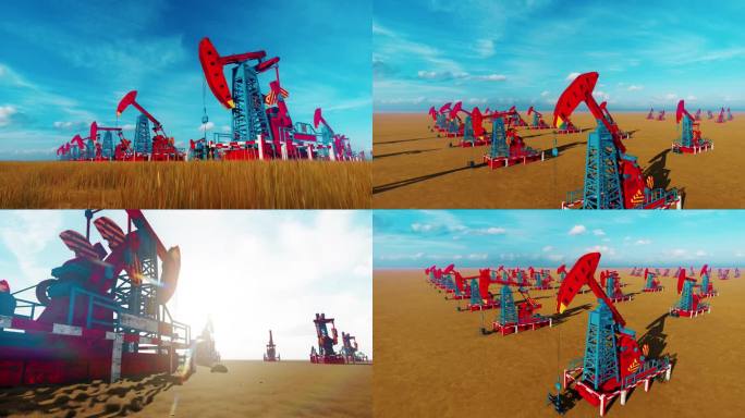 多视角4K油田磕头机抽油机动画【原创】