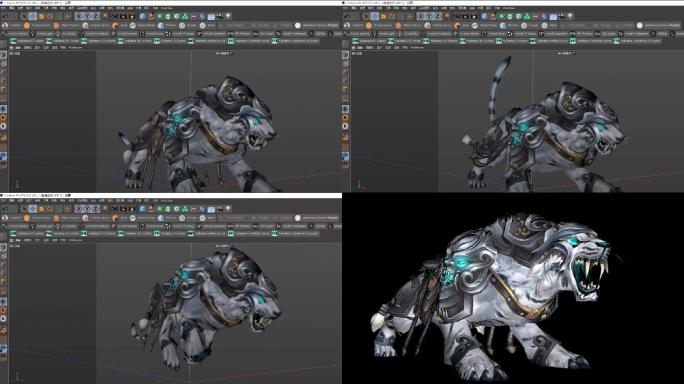 C4D老虎模型动作全套工程