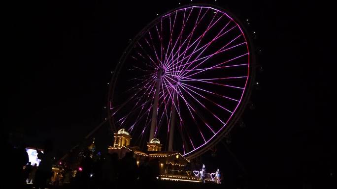 佛山顺德风光：顺德华侨城公园摩天轮夜景