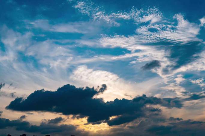 大气云彩天空延时。夕阳。落日