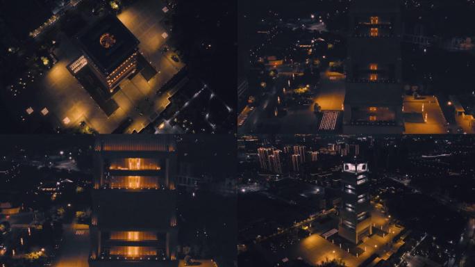 西安航天城揽月阁夜景4K航拍