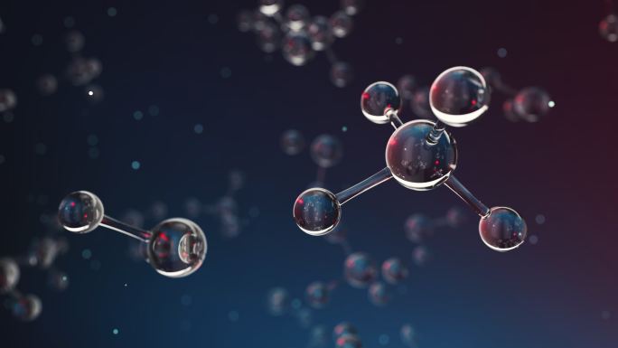 深蓝色的透明分子 3D渲染
