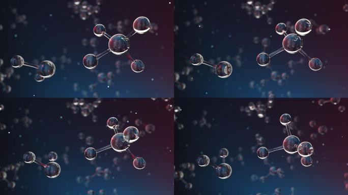深蓝色的透明分子 3D渲染