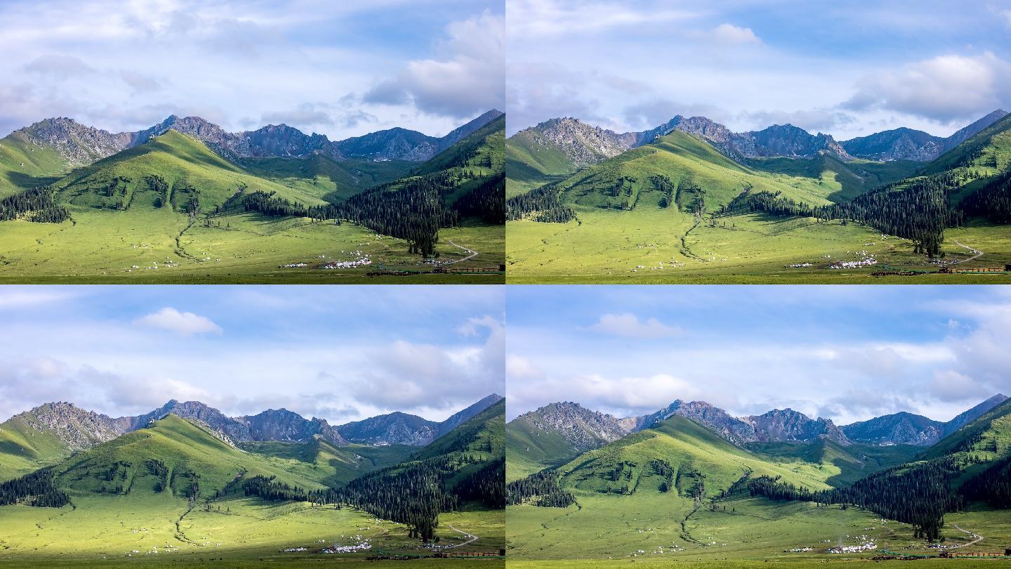 新疆那拉提高山草原延时摄影空镜