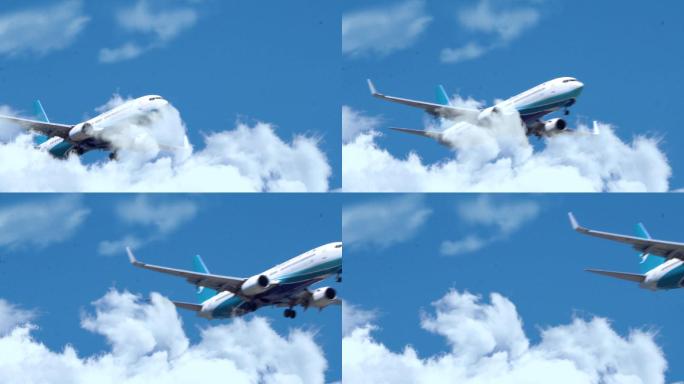 大气震撼的飞机穿过云层