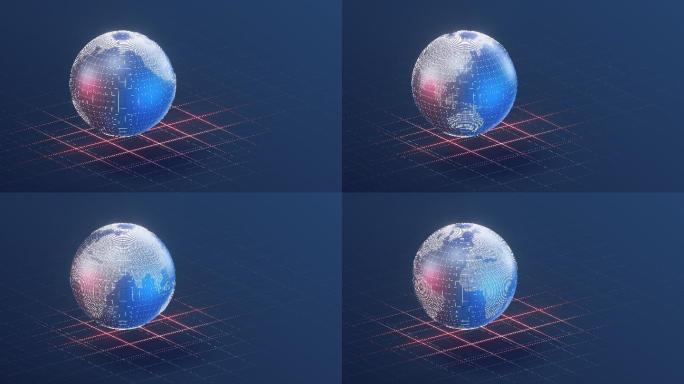 循环旋转的数字地球 3D渲染