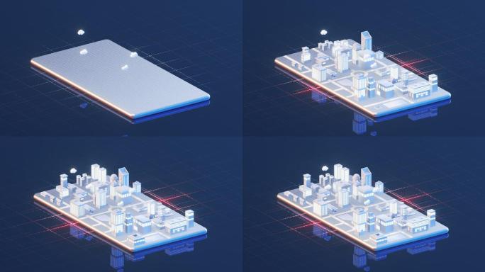 手机上的城市 3D渲染