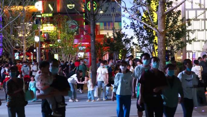 北京环球影城夜景人流延时北京旅游