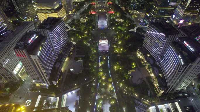航拍5k广州珠江新城中轴线夜景全貌