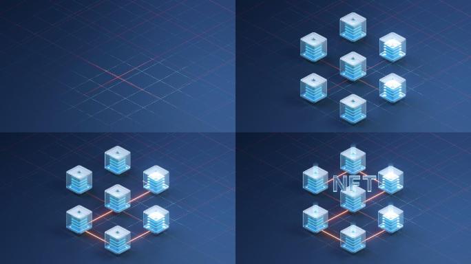 NFT数字版权加密技术概念 3D渲染