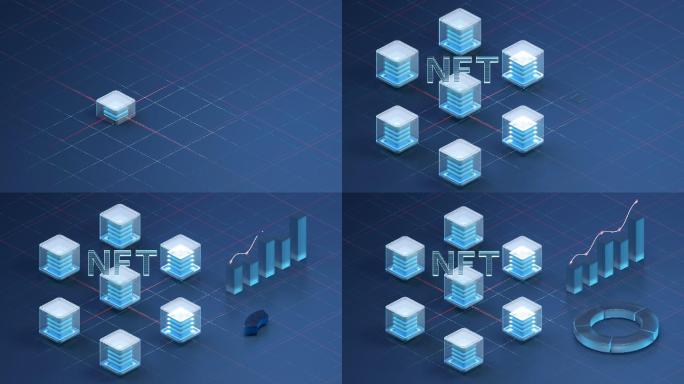 NFT数字版权加密技术概念 3D渲染