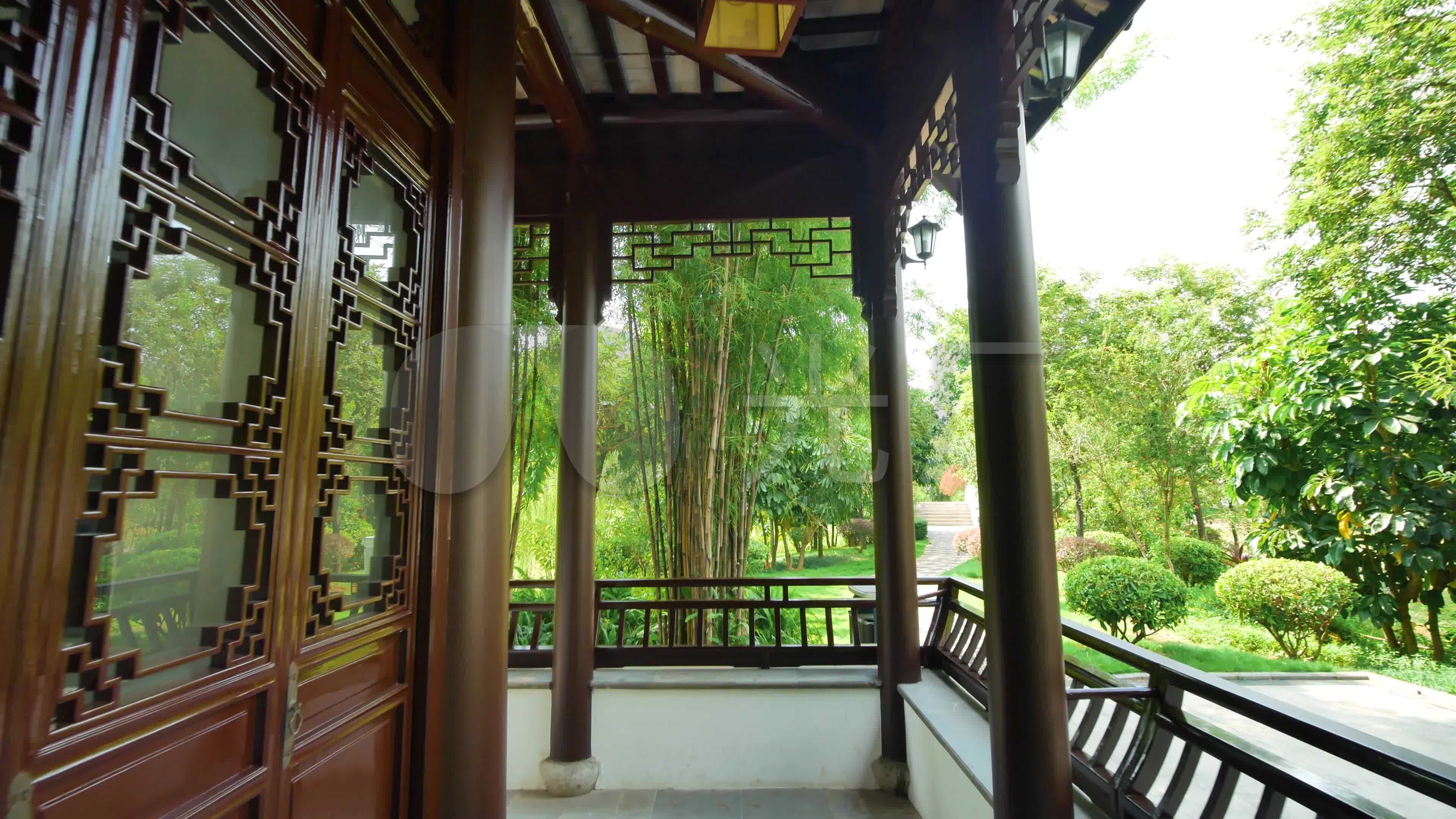 中式园林庭院古建筑长廊