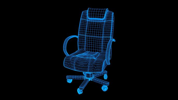蓝色全息科技线框办公座椅旋转带通道