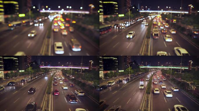 4K-城市夜景堵车车流