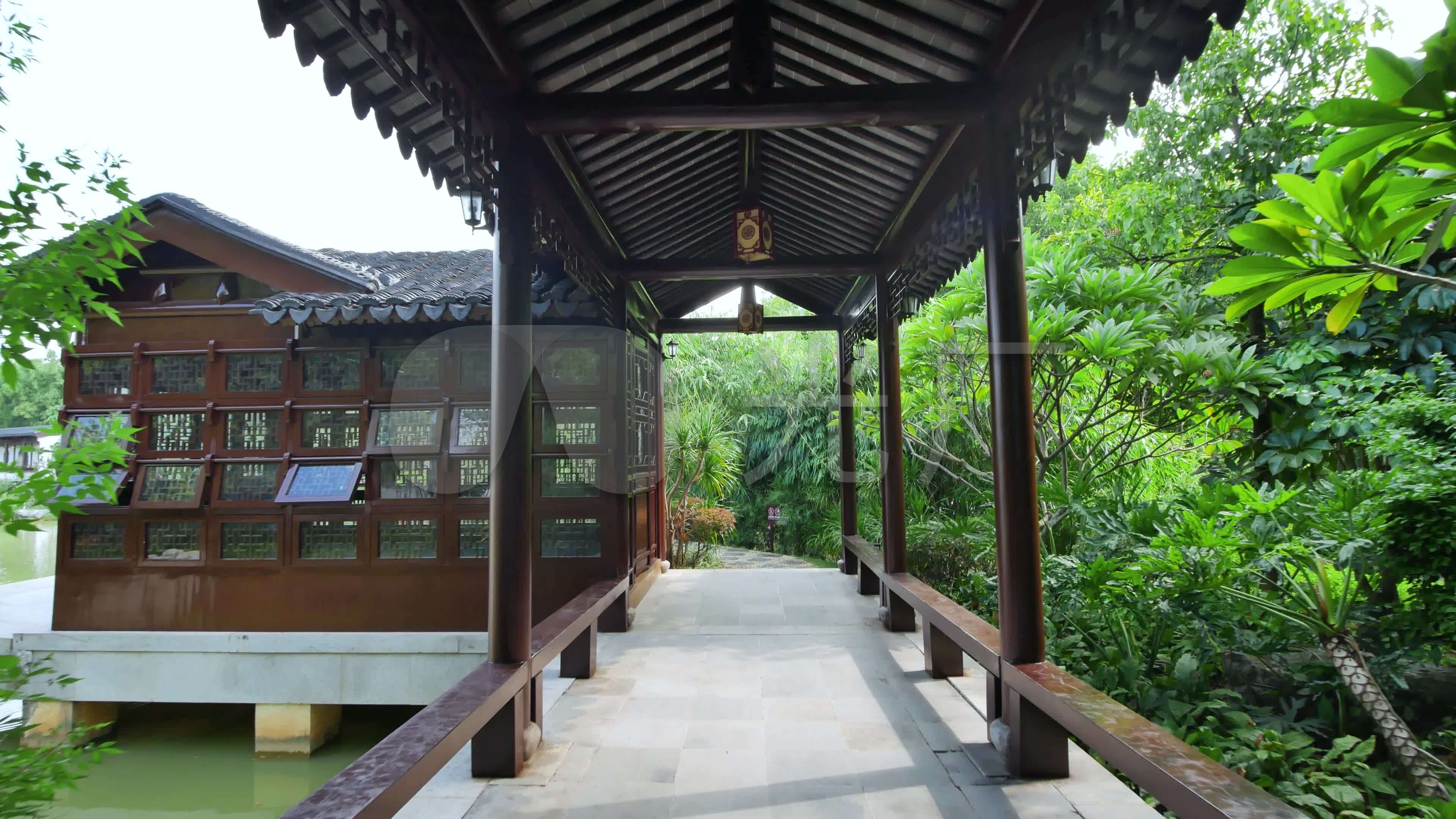 中式园林庭院古建筑长廊