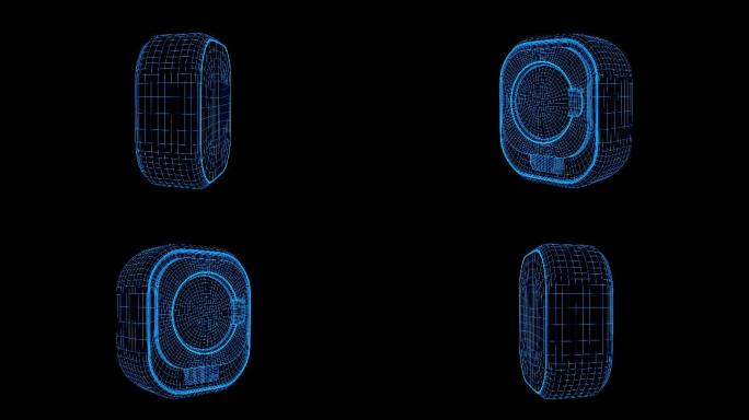 蓝色全息科技线框挂壁式洗衣机旋转带通道