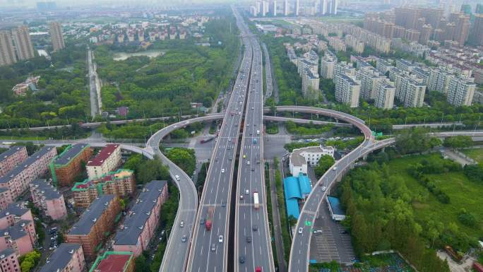 上海吴龙路立交桥4K航拍单镜头