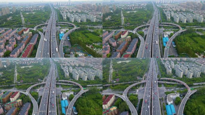 上海吴龙路立交桥4K航拍单镜头