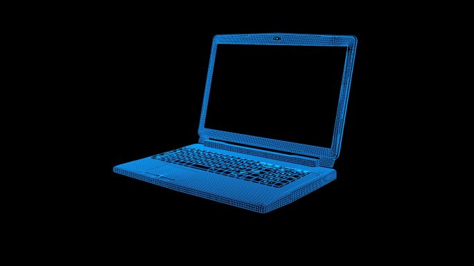 蓝色全息科技线框笔记本电脑B旋转带通道