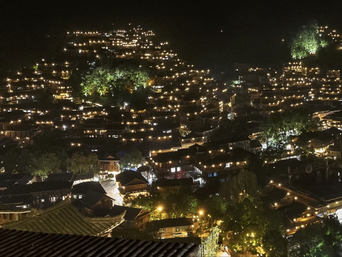 贵州西江千户苗寨山顶灯光夜景