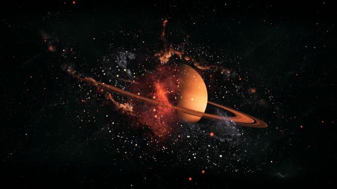【4K宇宙】金色星云炫酷土星星球太空视觉