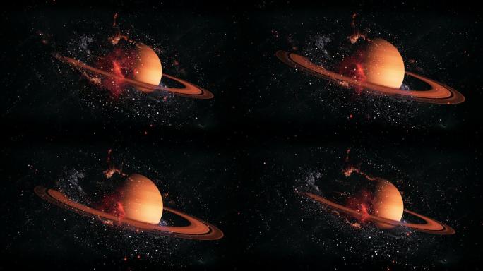 【4K宇宙】金色星云炫酷土星星球太空视觉