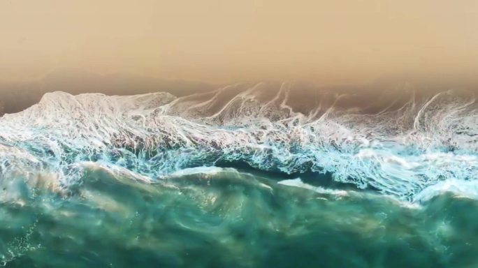 俯拍海浪沙滩超宽屏版2