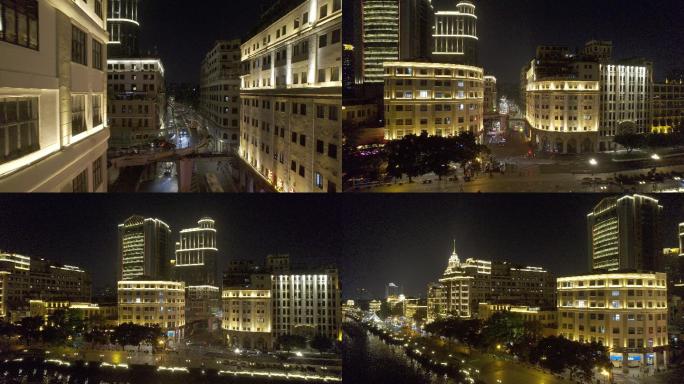 航拍5k广州沿江路人民高架夜景