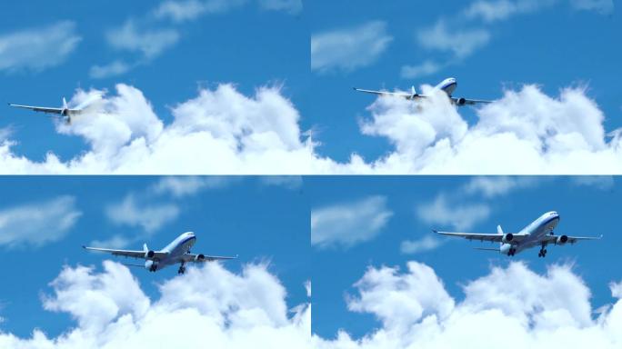 大气的飞机穿过云层视频画面