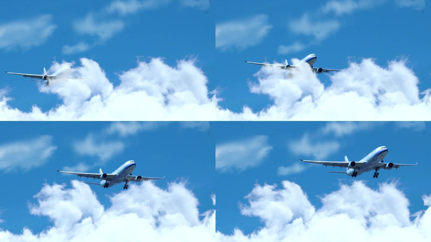 大气的飞机穿过云层视频画面