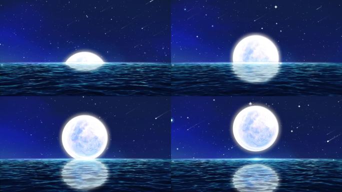 唯美海上升明月视频月亮升空