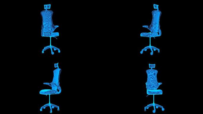 蓝色全息科技线框现代办公座椅A旋转带通道