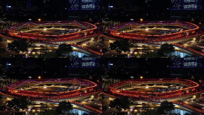 成都金融城网红交子之环夜景视频素材4K