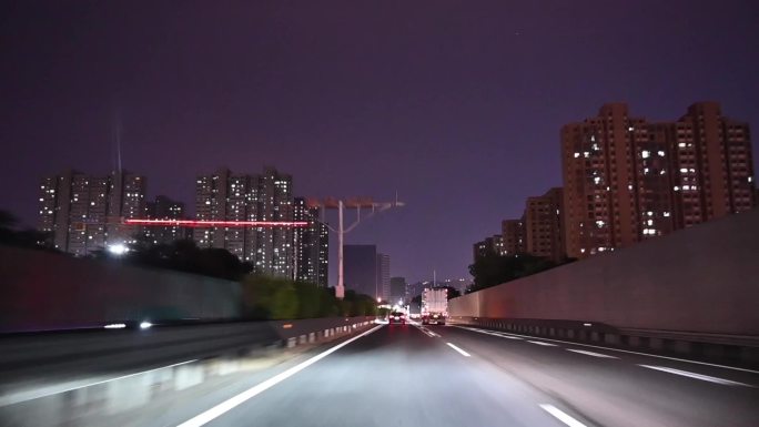 夜晚城市高速公路行车视频