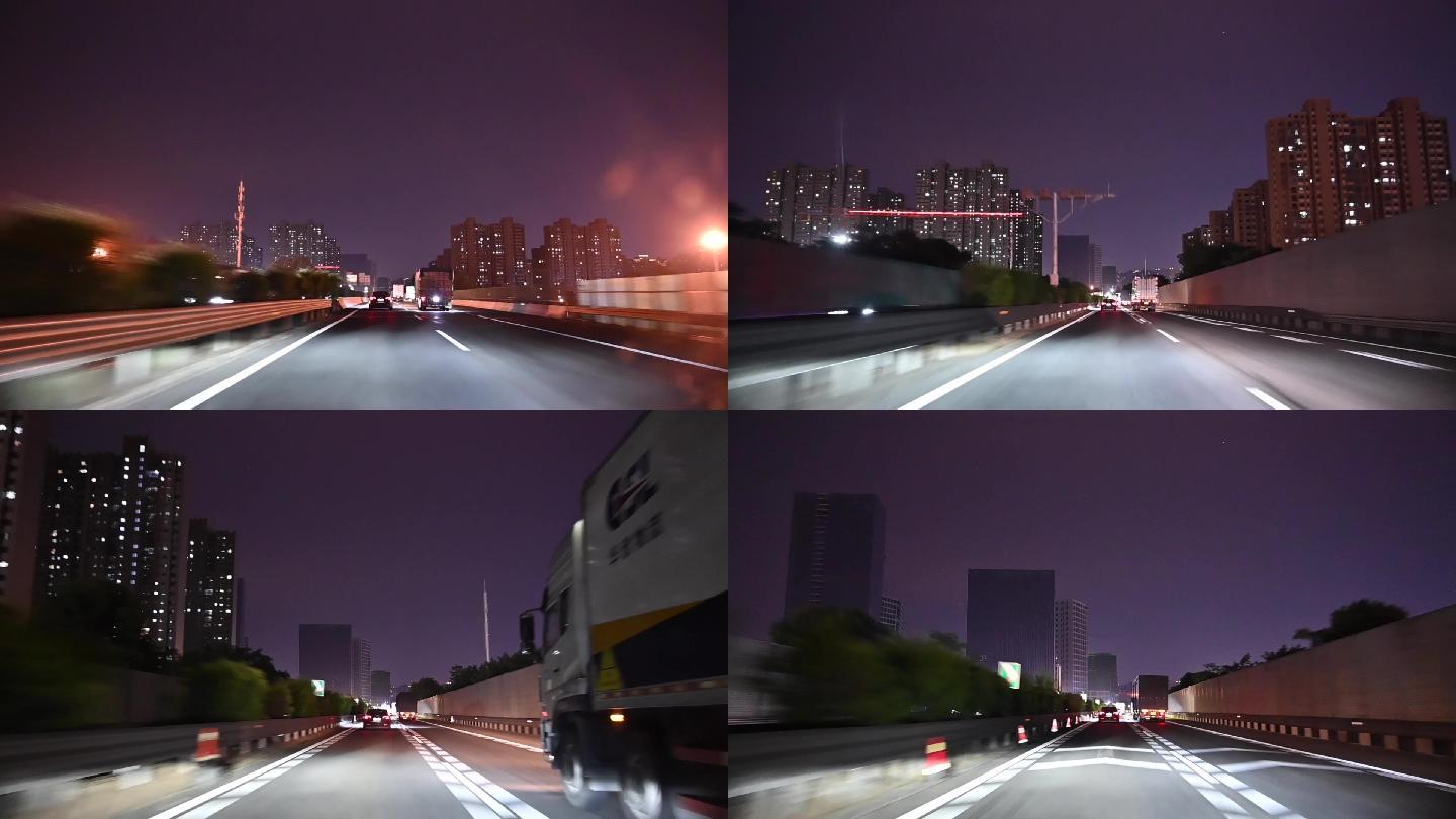 夜晚城市高速公路行车视频