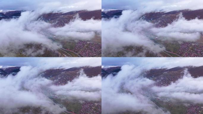 西藏色达佛学院云海航拍