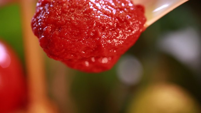 勺子舀起西红柿酱番茄沙司 (11)