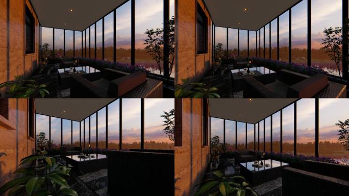 4K景观阳台三维动画